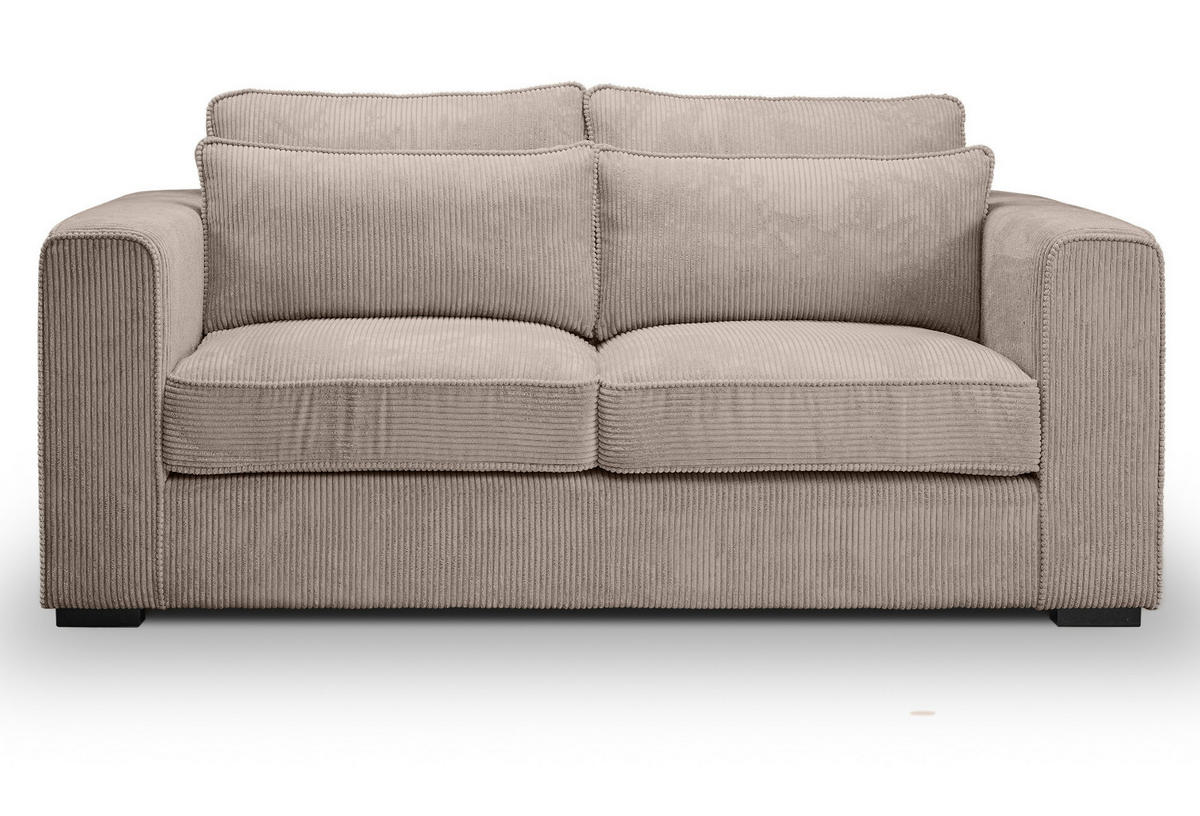 SOFA beige-braun Cord 2,5-Sitzer 200 cm, Couch mit Wellenfederung - Schwarz/Braun, Holzwerkstoff/Kunststoff (200/92/112cm) - Inn.Furn