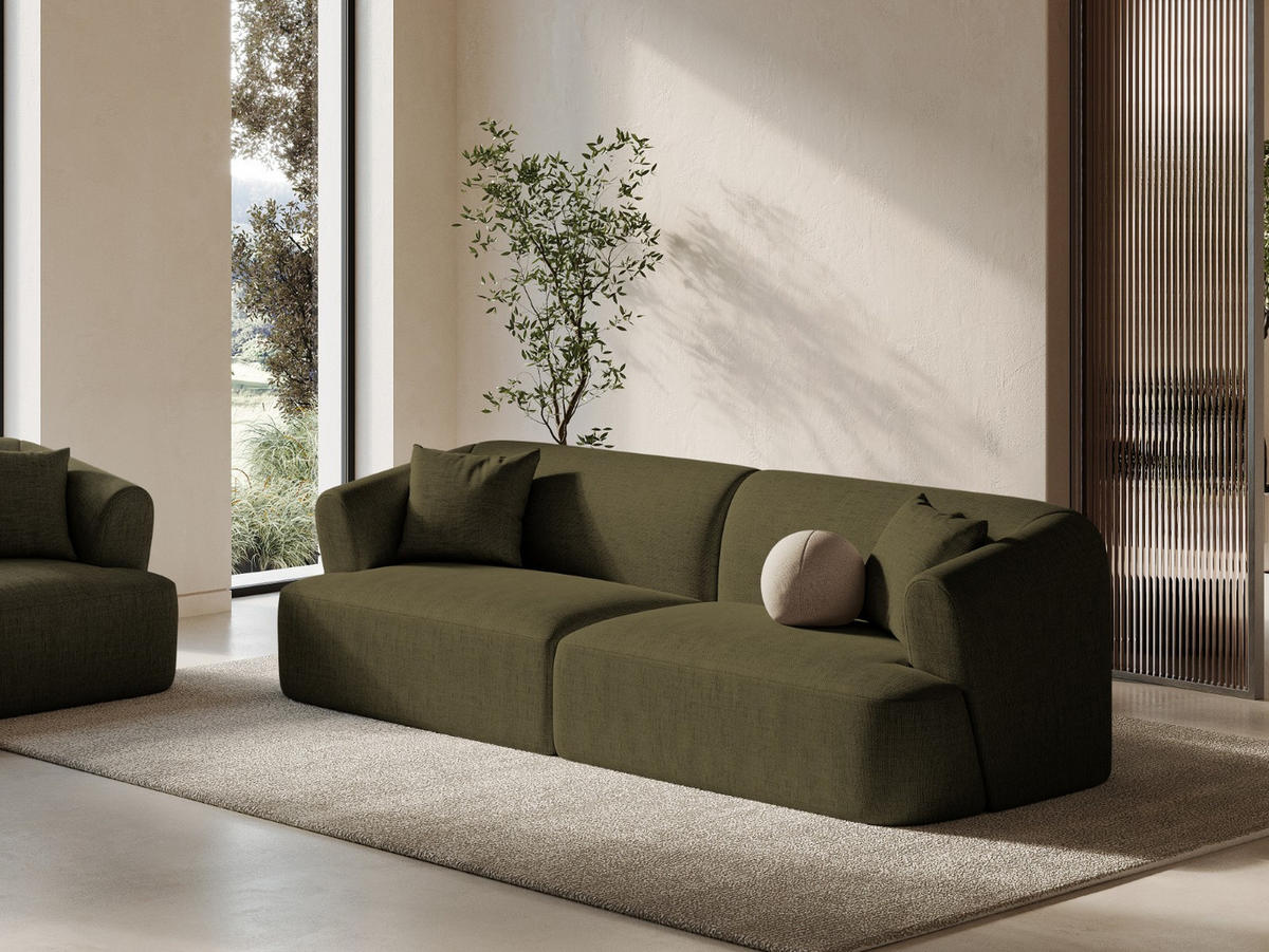 MODULARES-SOFA Campi aus strukturiertem Stoff grün 4 Sitzplätze - Grün, Textil (90/70/255cm) - Cosmopolitan Design