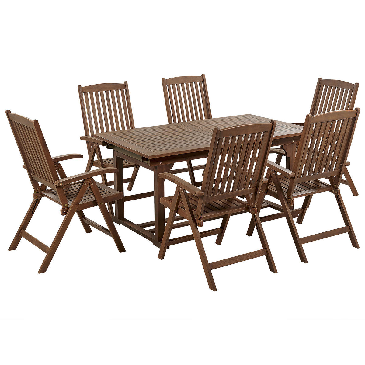 GARTENMÖBEL SET 6-Sitzer Akazienholz dunkelbraun Amantea - Dunkelbraun, Holz - Beliani