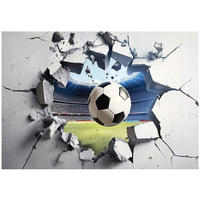 FOTOTAPETE Kinderzimmer Junge 3D Effekt Fußball 350x250 - Multicolor, Papier (350/250cm) - Wallarena