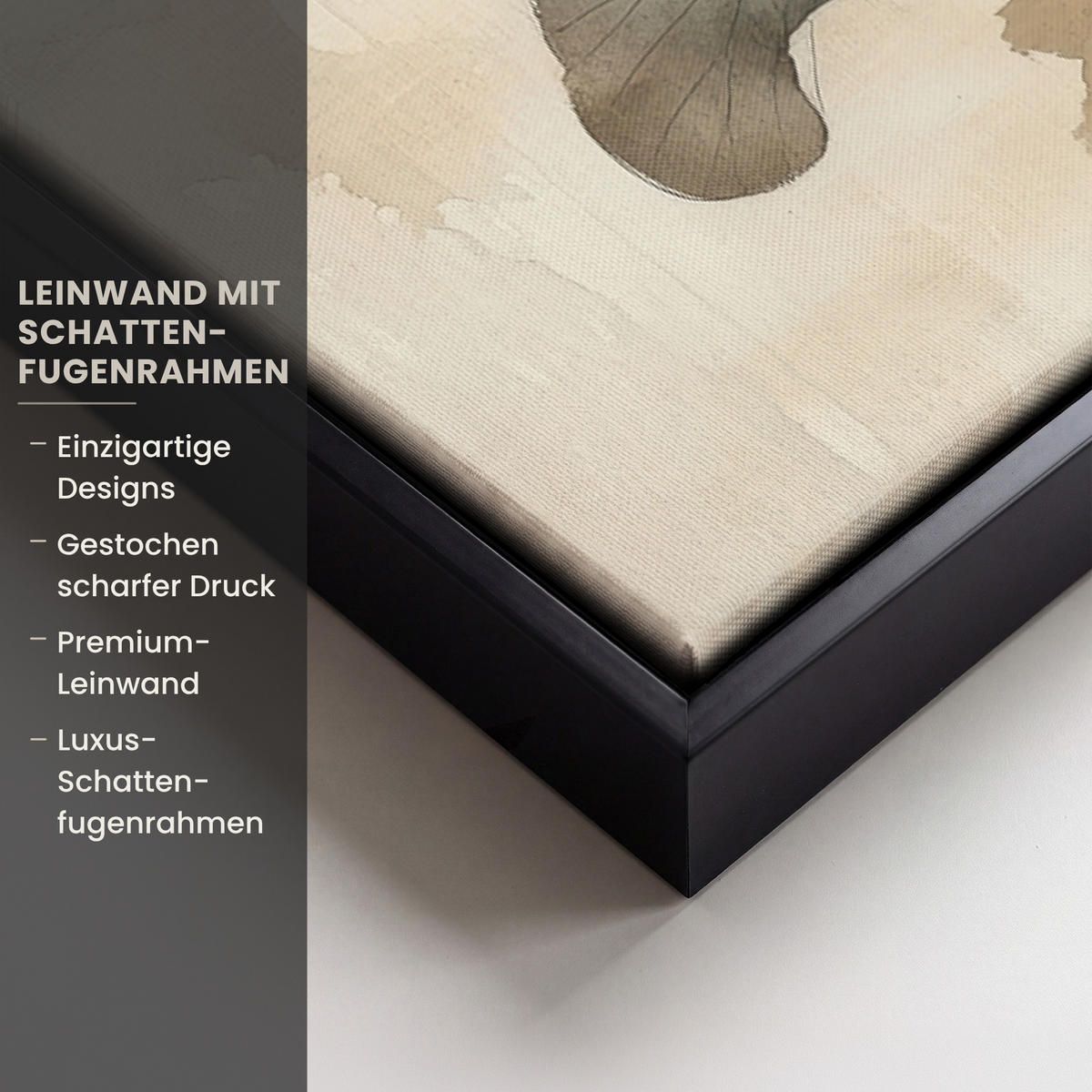 LEINWAND Bilder mit Rahmen - Blumen - Japandi - Wabi sabi - 40x60 - Sandfarben, Textil (40/60cm) - MuchoWow