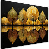 WANDBILD goldene bäume herbstabstraktion - Goldfarben, Textil (60/40cm) - Feeby