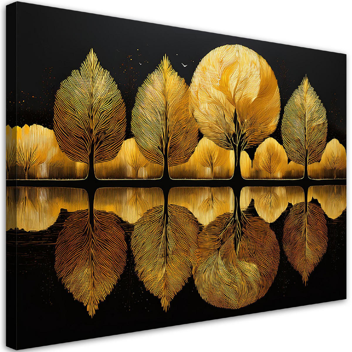 WANDBILD goldene bäume herbstabstraktion - Goldfarben, Textil (60/40cm) - Feeby