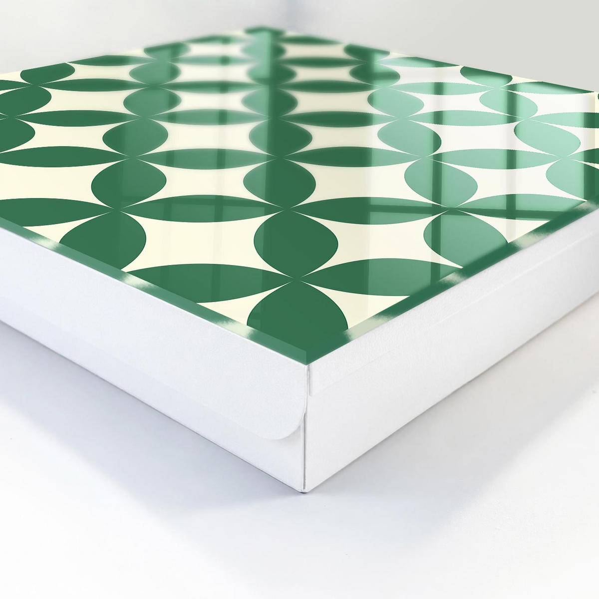 SCHLÜSSELBOX Weiß 30x30 cm – Türöffnung nach rechts - Grüne Räder - Grün, Metall (30/30/5cm) - TULUP