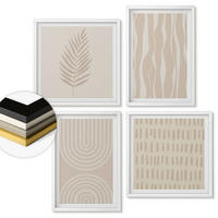 WANDBILDER 4er-Set - 50x50 cm & 40x60 cm Weißer Rahmen - Beige Pflanzenmuster - Weiß, Kunststoff (50/50cm) - ArtPrintCave