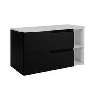 BADEZIMMERSCHRANK: Schwarz / Weiß, 100 (80 + 20) x 46 x 58 cm - Schwarz/Weiß, Holzwerkstoff (100/58/46cm) - 3XE LIVING