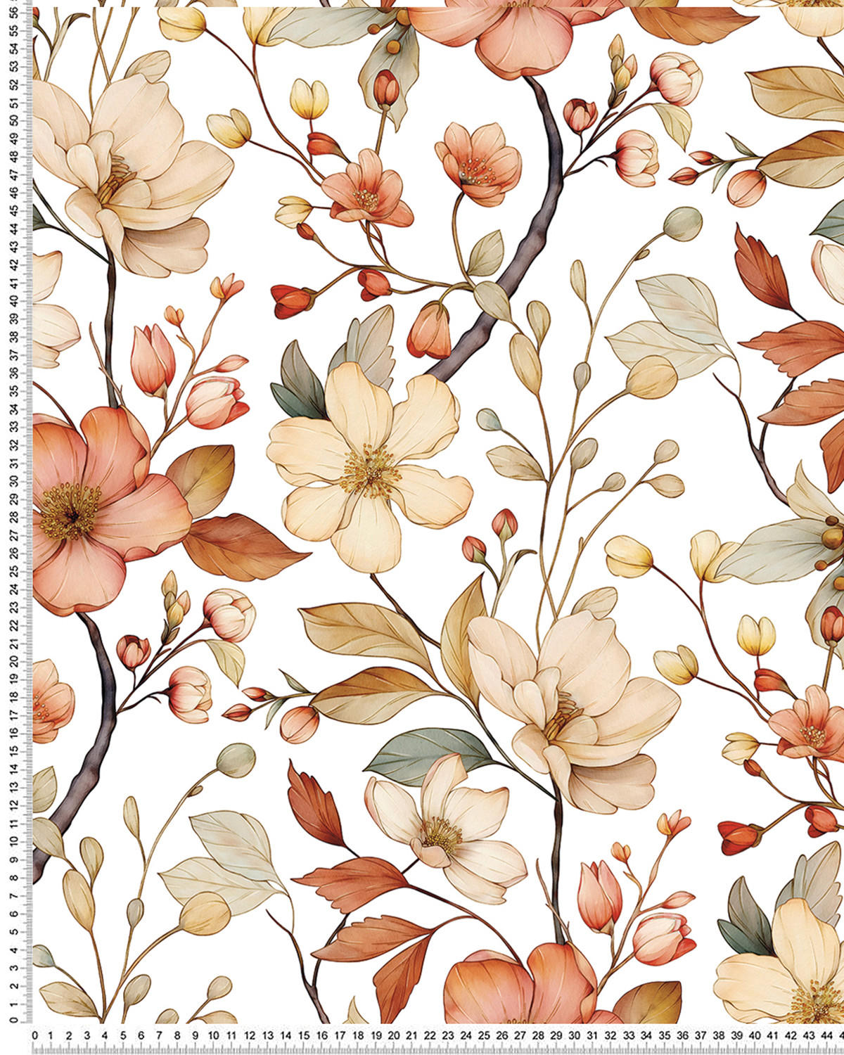 VLIESTAPETE Louison, Herbstblumen 50 cm x 10 orange - Orange, Papier (1000/50cm) - Lilipinso