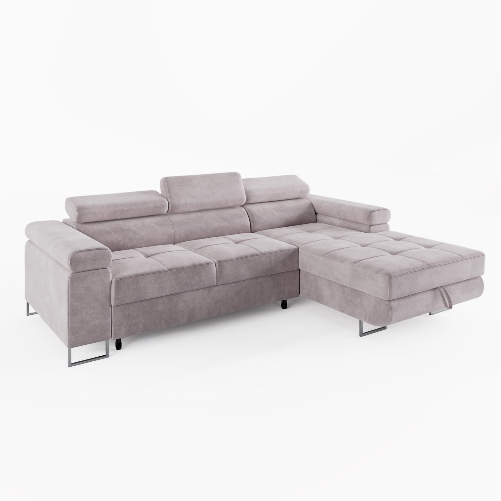 ECKSOFA VEMO MINI Rechts Hellrosa Velour-Stoff Kompakter Komfort für Wohnräume - Pink, Textil (235/175cm) - Barchello