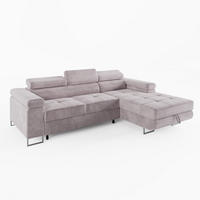 ECKSOFA VEMO MINI Rechts Hellrosa Velour-Stoff Kompakter Komfort für Wohnräume - Pink, Textil (235/175cm) - Barchello