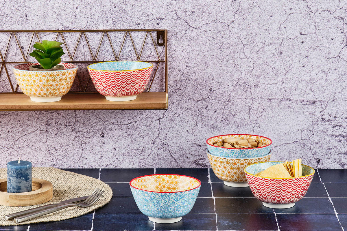 SCHALEN Pattern Ø12cm - 6er-Set - Color - Multicolor, Keramik (12cm) - Björn