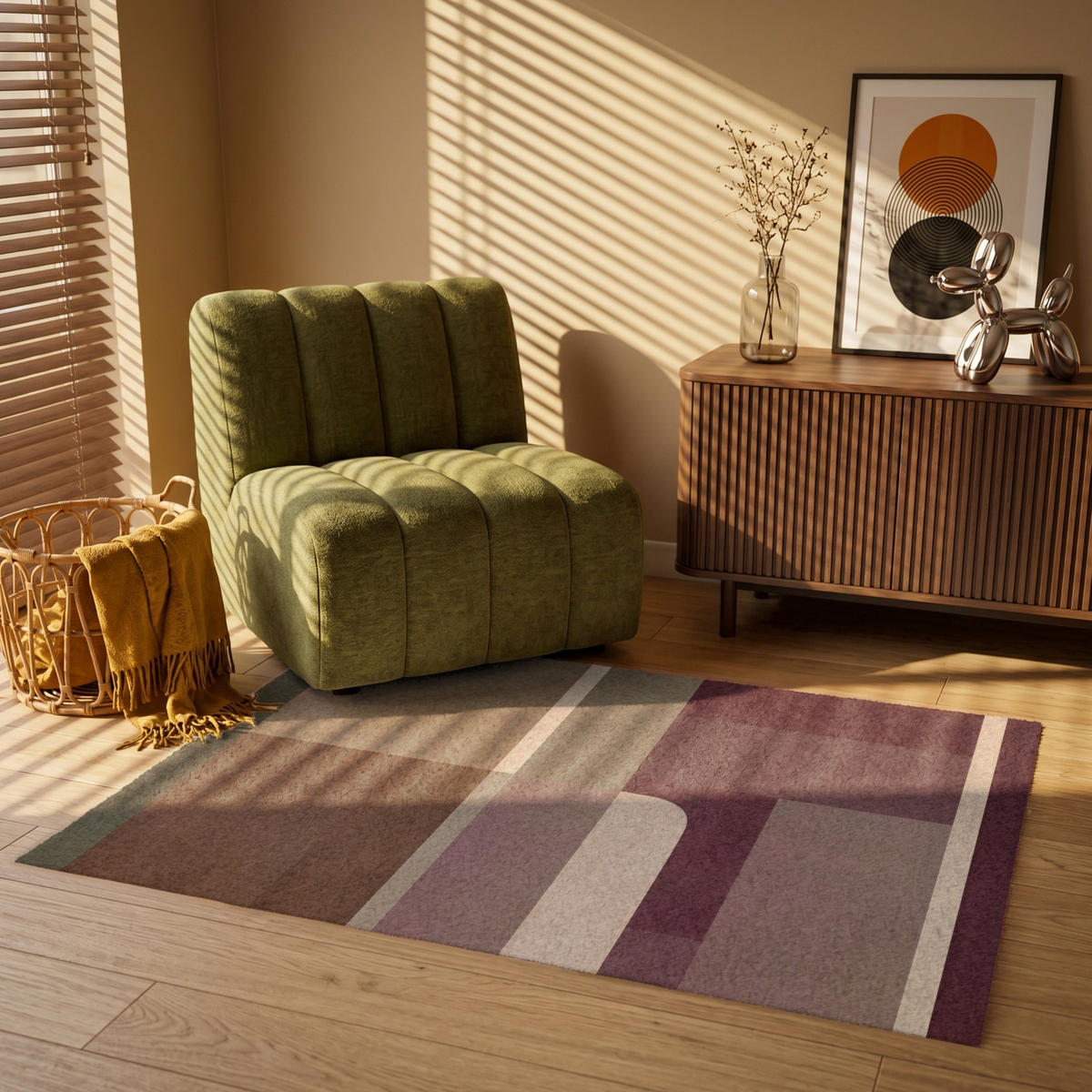 KOBERCE - Roviny - abstraktné - Bordeaux - línie - 120x80 cm - viacfarebná, textil/plast (120/0.4cm) - OnlyWow