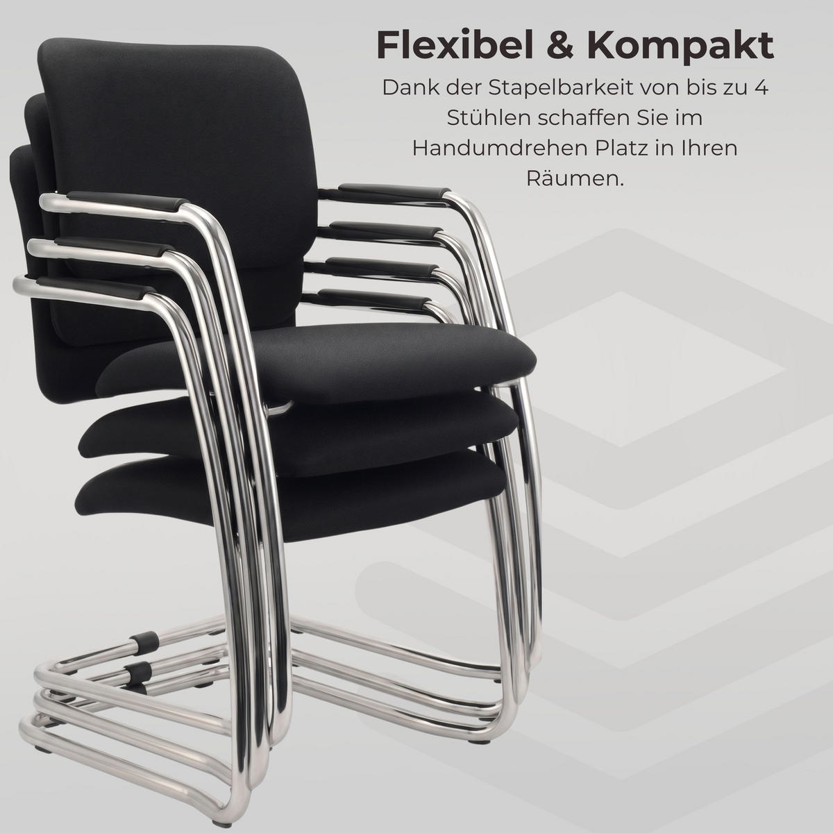 FREISCHWINGER Besucherstühle (2er-Set) 59/56/81 cm in Schwarz - Schwarz, Metall (56/81/59cm) - bümö