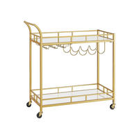 SERVIERWAGEN MIT GLASPLATTEN - Goldfarben, Metall (38/78/80cm) - Hansiro