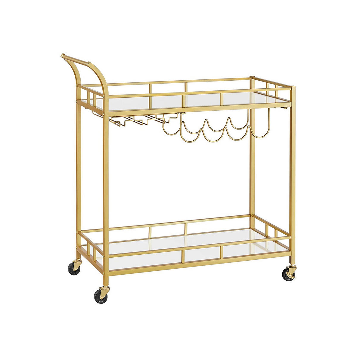 SERVIERWAGEN MIT GLASPLATTEN - Goldfarben, Metall (38/78/80cm) - Hansiro