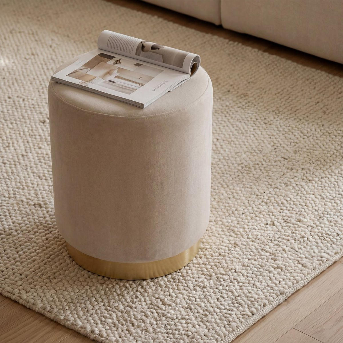 POUF Fani Beige 36 cm x 40 cm - Beige, Textil (36/40/36cm) - Klast Home