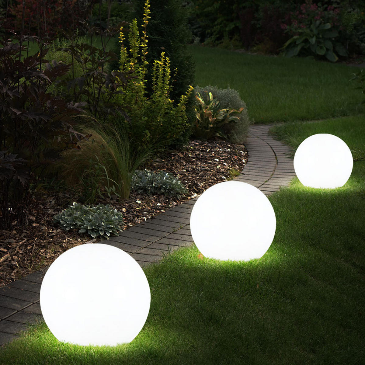 LED AUSSENLEUCHTE Kugel Weiß Modern 5er Set - Weiß, Kunststoff (15/15/427.5cm)