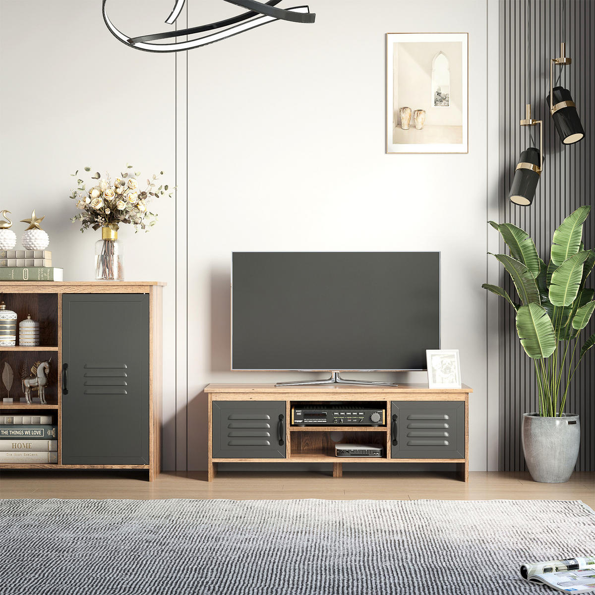 TV-MÖBEL Braun 1 Stück - Braun, Holzwerkstoff (109/38/35cm) - GiPP