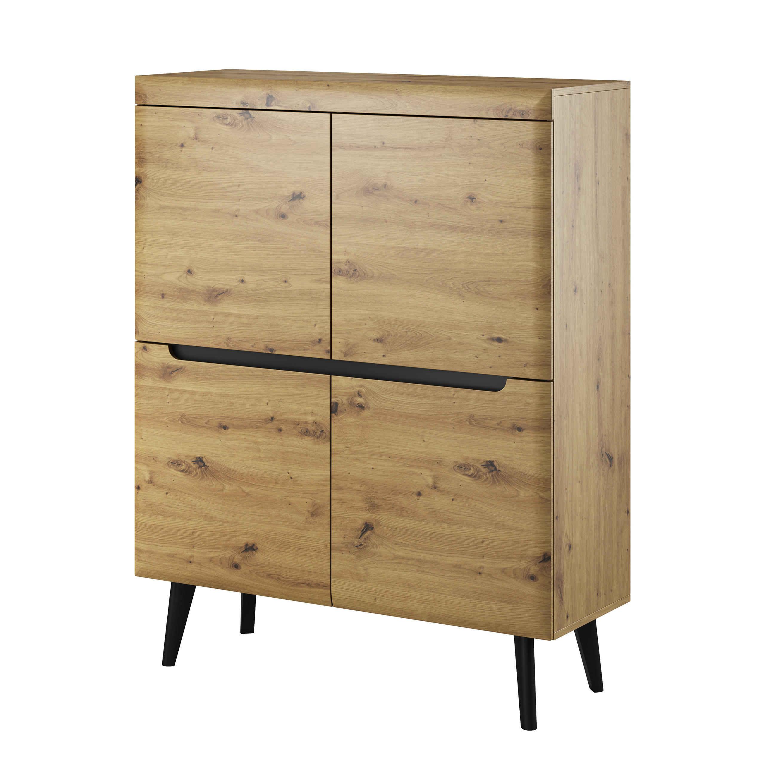 HIGHBOARD NORDICO 107/134/40 cm mit 4 Türen Eiche Artisan - Eiche Artisan, Holzwerkstoff (107/134/40cm) - MASSENO