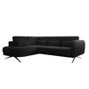 ECKSOFA ILUSIO L 250x205cm, Schlaffunktion, Schwarz, Links - Schwarz, Holz/Textil (205/248cm) - DomoHome