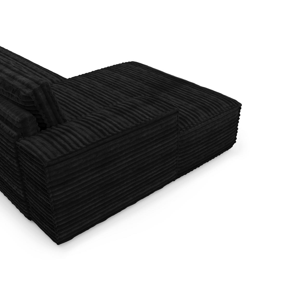 ECKSOFA LINKS Gerippter Samt Dunkles Anthrazit 302cm - Anthrazit, Textil (165/302cm) - Sia Home