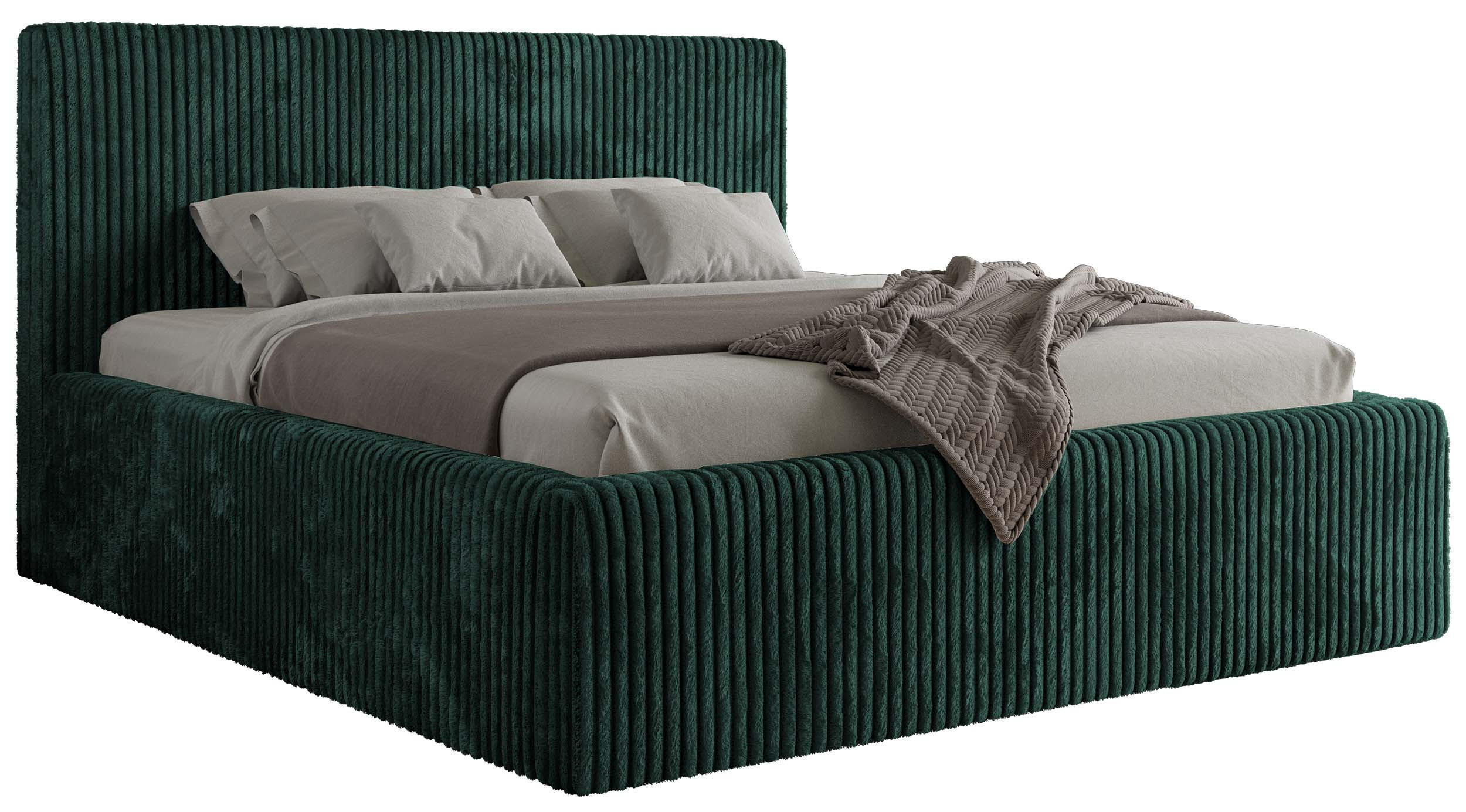 POLSTERBETT TILIANO CLASSIC 200/200 - Dunkelgrün Cord - Multipocket-Matratze - Dunkelgrün, Textil (200/200cm) - MKS