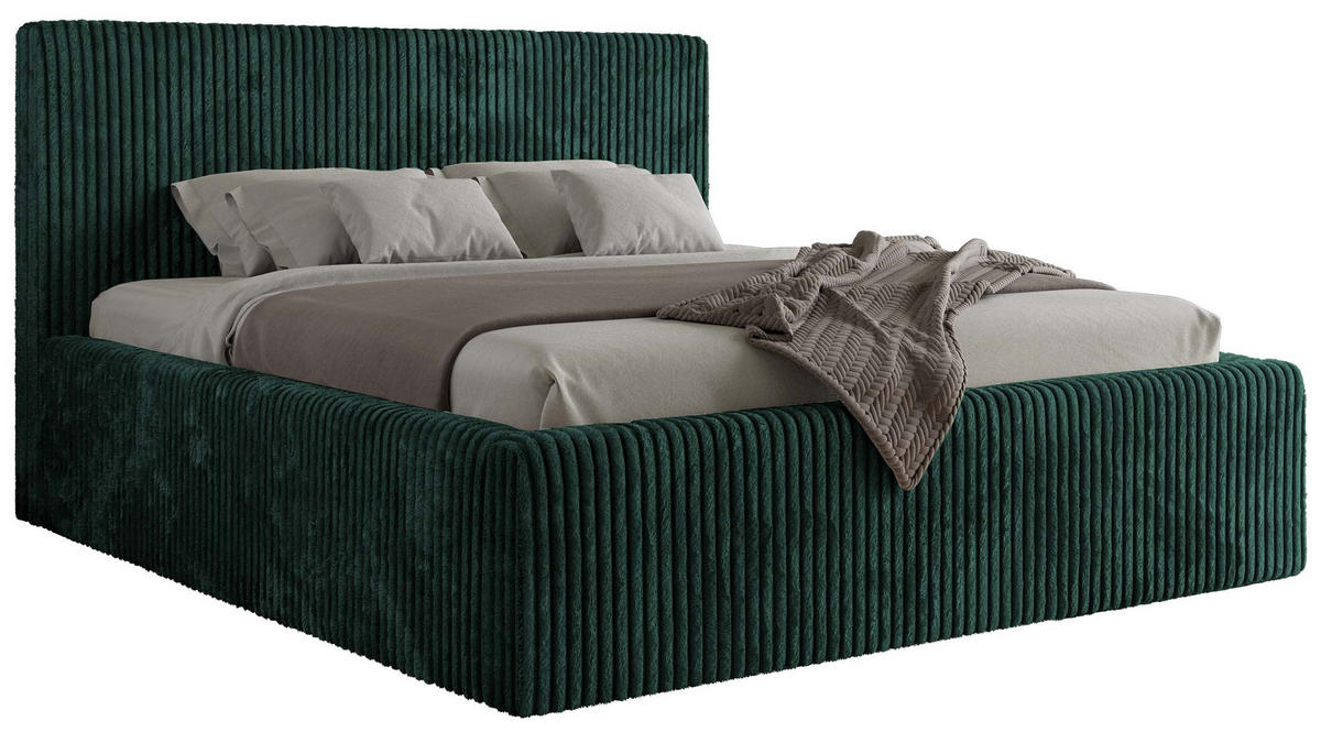 POLSTERBETT TILIANO CLASSIC 200/200 - Dunkelgrün Cord - Multipocket-Matratze - Dunkelgrün, Textil (200/200cm) - MKS