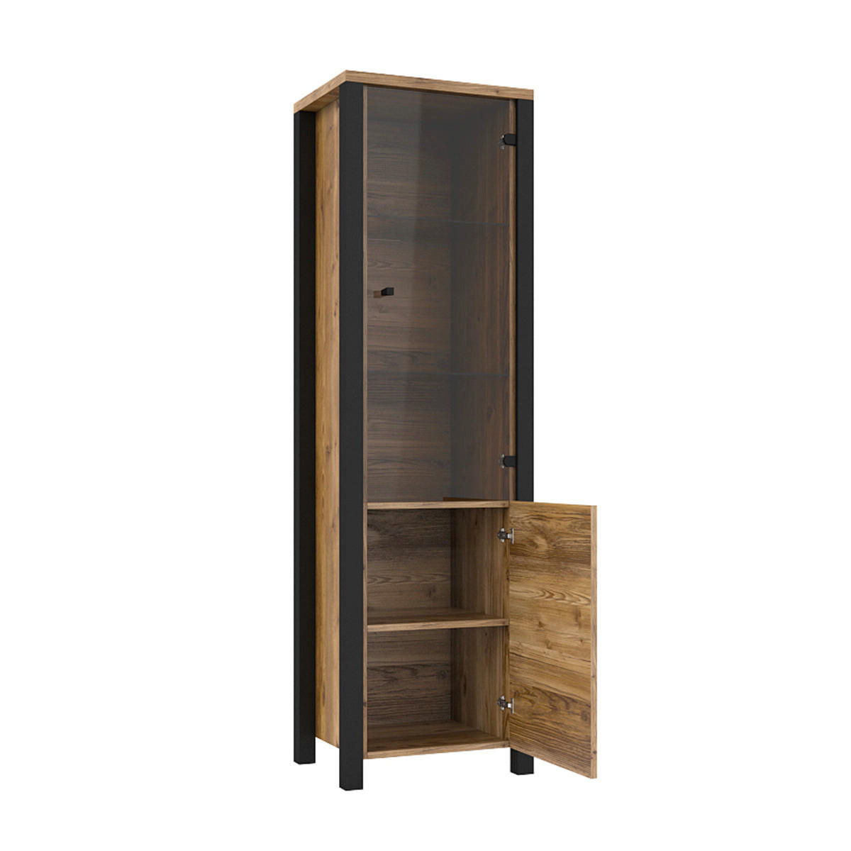 VITRINA Lyam Les in črna barva - črna, leseni material (56/191/43cm) - Petits-meubles
