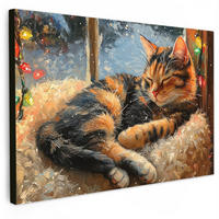 SLIKA NA PLATNU Mačka 120x80 cm - barve jantarja, tekstil (120/80cm) - MuchoWow