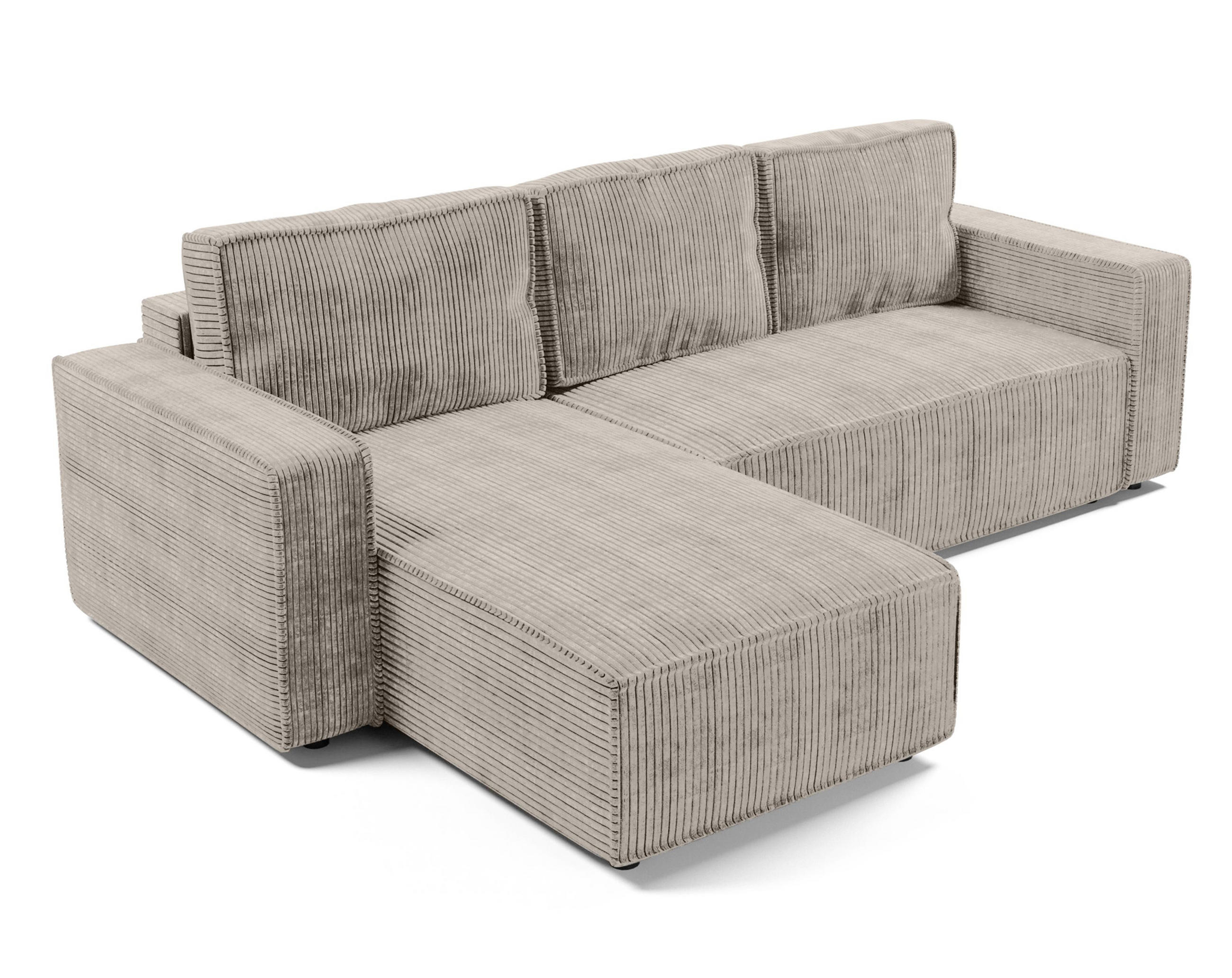 ECKSOFA L Form Aydin Beige 258/169/85 cm Cord Universal mit Schlaffunktion - Beige/Schwarz, Kunststoff/Textil (258/169cm) - AX Living