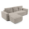 ECKSOFA L Form Aydin Beige 258/169/85 cm Cord Universal mit Schlaffunktion - Beige/Schwarz, Kunststoff/Textil (258/169cm) - AX Living