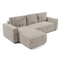 ECKSOFA L Form Aydin Beige 258/169/85 cm Cord Universal mit Schlaffunktion - Beige/Schwarz, Kunststoff/Textil (258/169cm) - AX Living