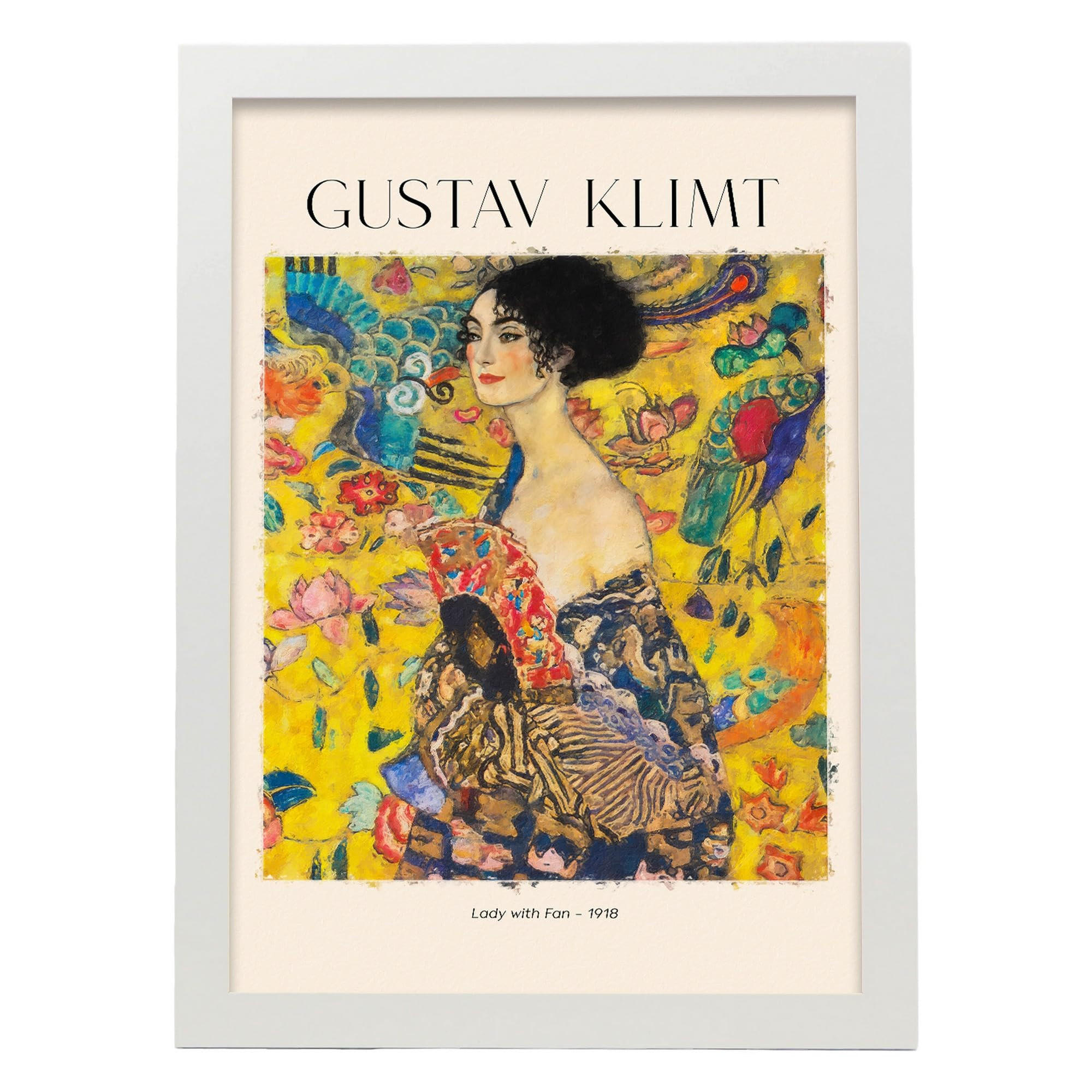 POSTER Dame Mit Fan A3 Weißer Rahmen - Weiß, Papier (29.7/5/42cm) - Nacnic