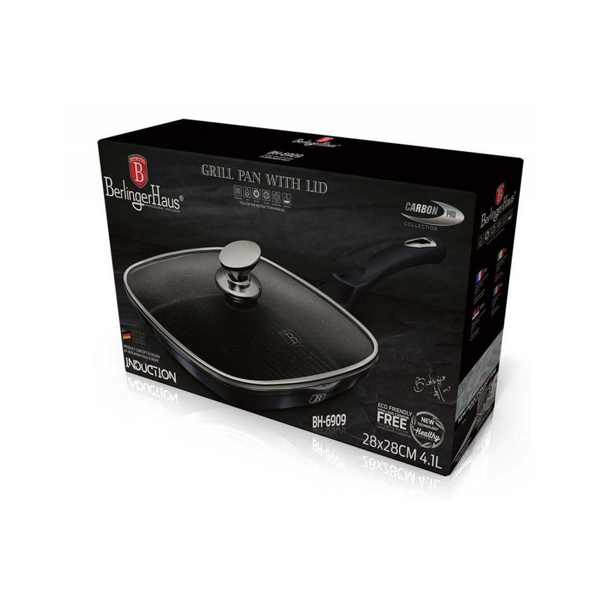 GRILLPFANNE Graphit 28/28/4.1 cm BH6909 - Graphitfarben, Glas (28cm) - Berlinger Haus