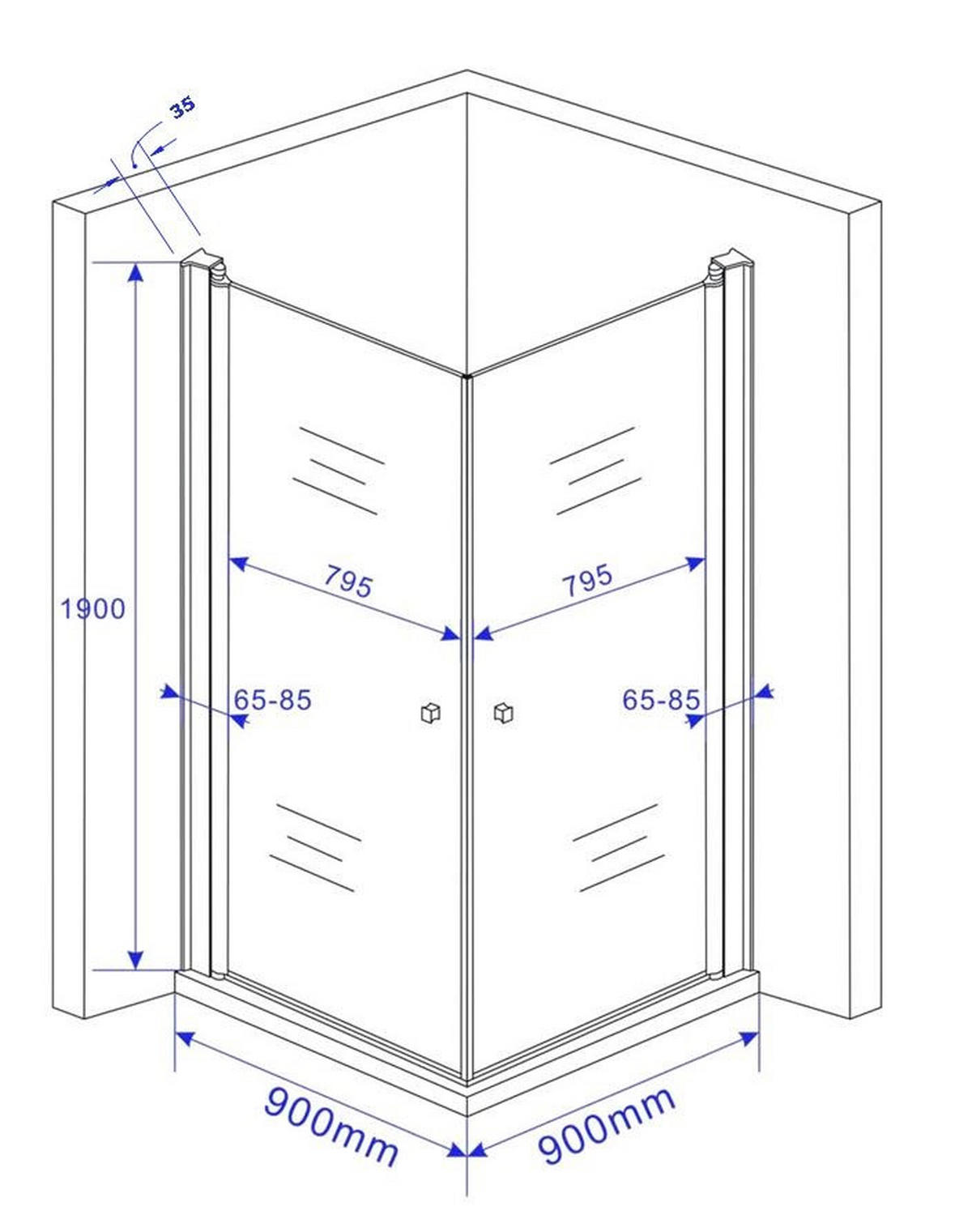 DUSCHKABINE DETO Klar 90 x 90 x 190 cm 6 mm ESG - Klar, Glas (90/90/190cm) - Glasdeals