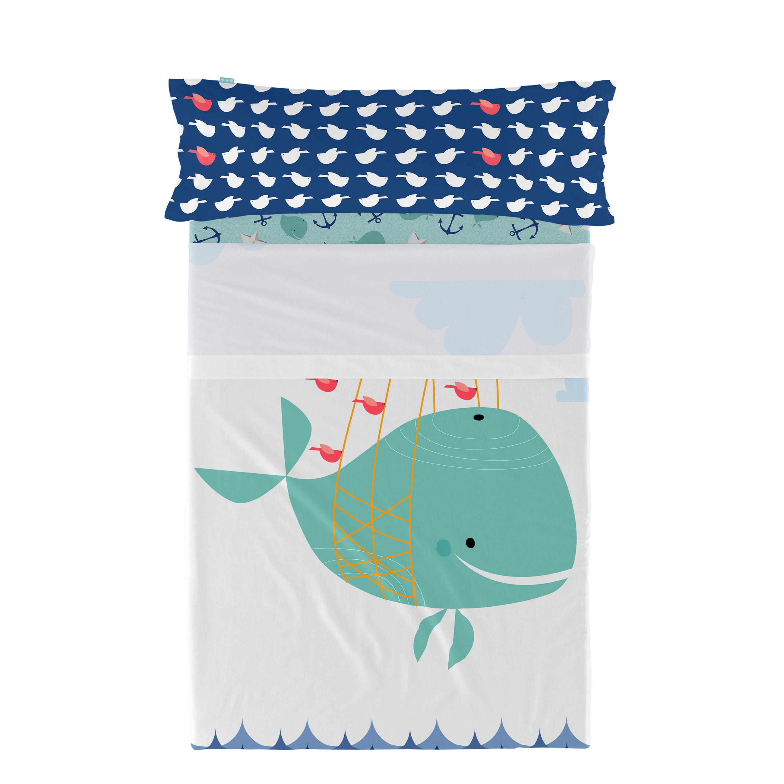 BETTWÄSCHE 2er-Set teiliges whale 160x270 cm mehrfarbig - Multicolor, Textil (160/270cm) - Happy Friday