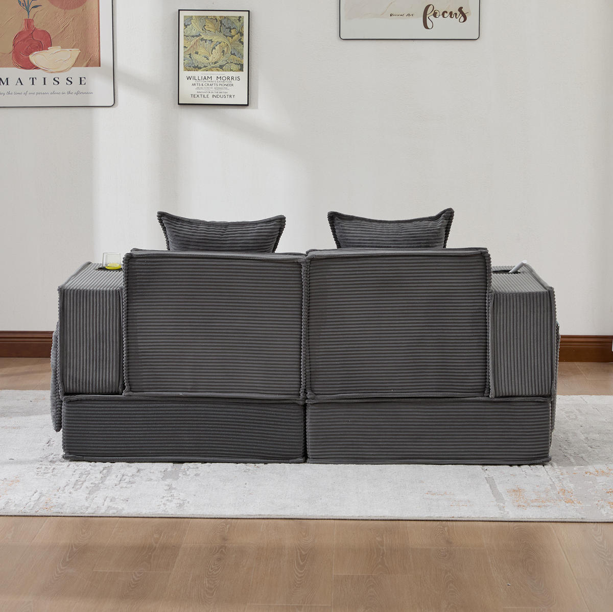 SOFA modular 162 x 78 x 66 cm Corduroy Dark Gray - Dunkelgrau, Kunststoff (78/66/162cm) - Meubliv