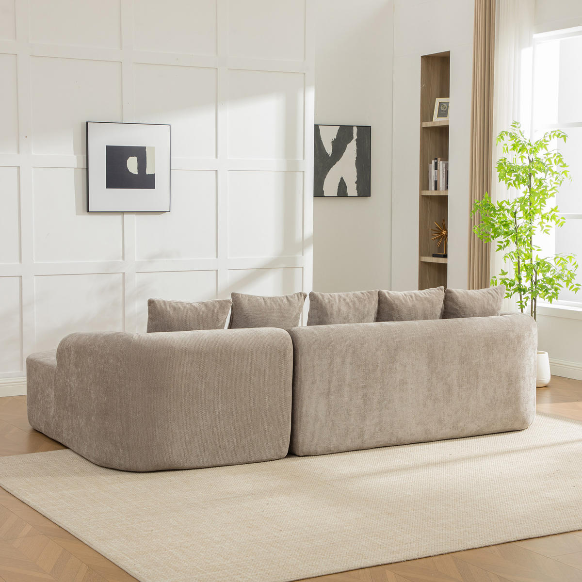 ECKSOFA Chenille Grau mit Kissen - Grau, Textil (270/172cm) - WISHDOR