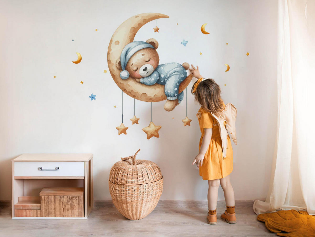 WANDAUFKLEBER 60x79cm - Schlafender Bär - Multicolor, Kunststoff (60/79/0.1cm) - Wallfluent