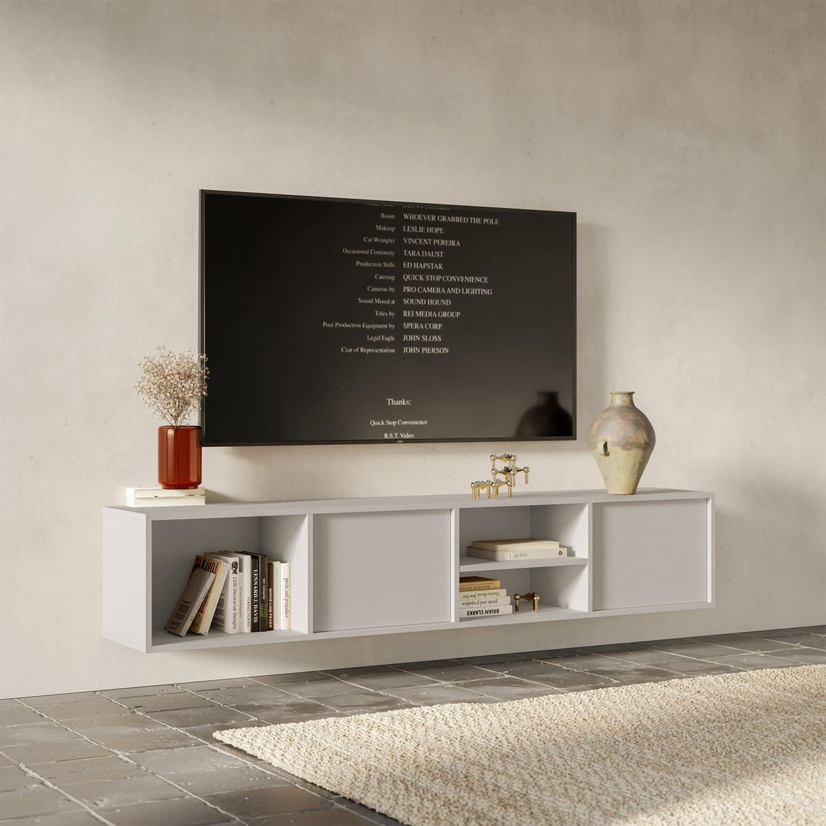 TV-STOLEK Sanva Kašmír 200 cm - kašmírová, kompozitní dřevo (200/40/35cm) - Selsey