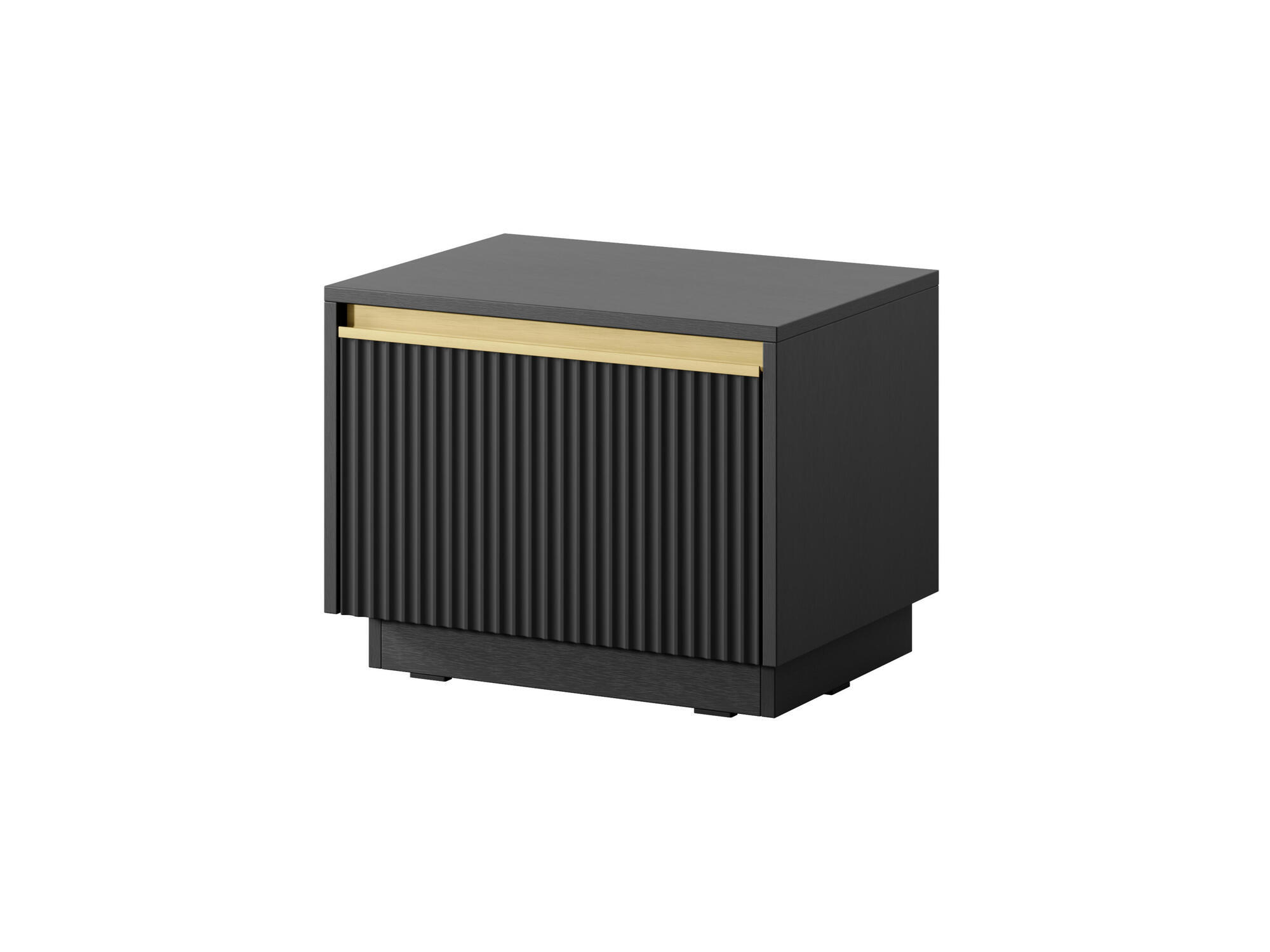 NACHTTISCH ROYAL Schwarz, Gold 54x39x42 cm - Goldfarben/Schwarz, Holzwerkstoff (54/42/39cm) - FURNLUX