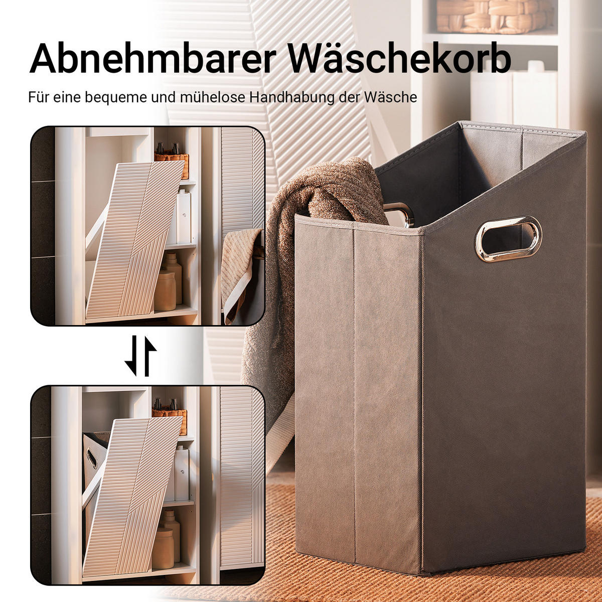 WÄSCHESCHRANK Weiß - Weiß, Holzwerkstoff (50/86/30cm) - SoBuy