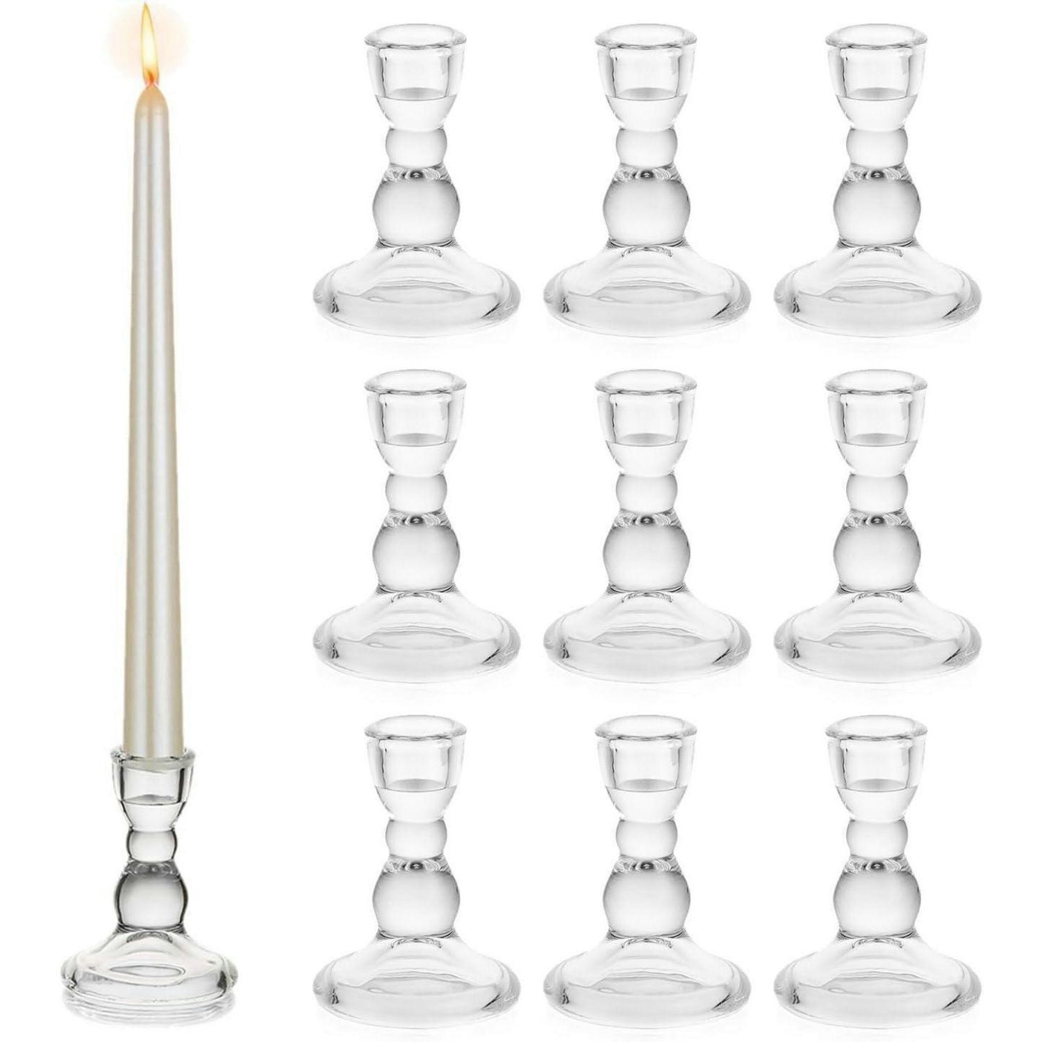 KERZENSTÄNDER 10-teiliges Set Glas Transparent 9,2 cm - Transparent, Glas (3.3/9.2/9.2cm)