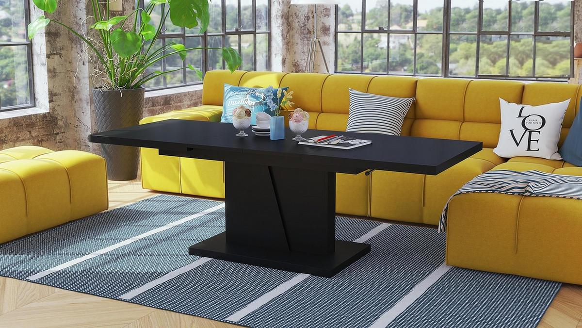COUCHTISCH rechteckig Schwarz ausziehbar höhenverstellbar - Schwarz, Holzwerkstoff (70/120/60cm) - designimpex