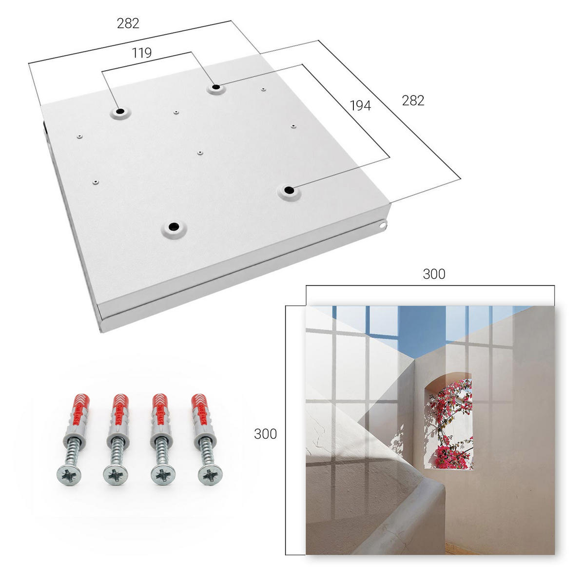 SCHLÜSSELBOX Weiß 30x30 cm – Türöffnung nach rechts - Eine ruhige Ecke - Weiß, Metall (30/30/5cm) - TULUP