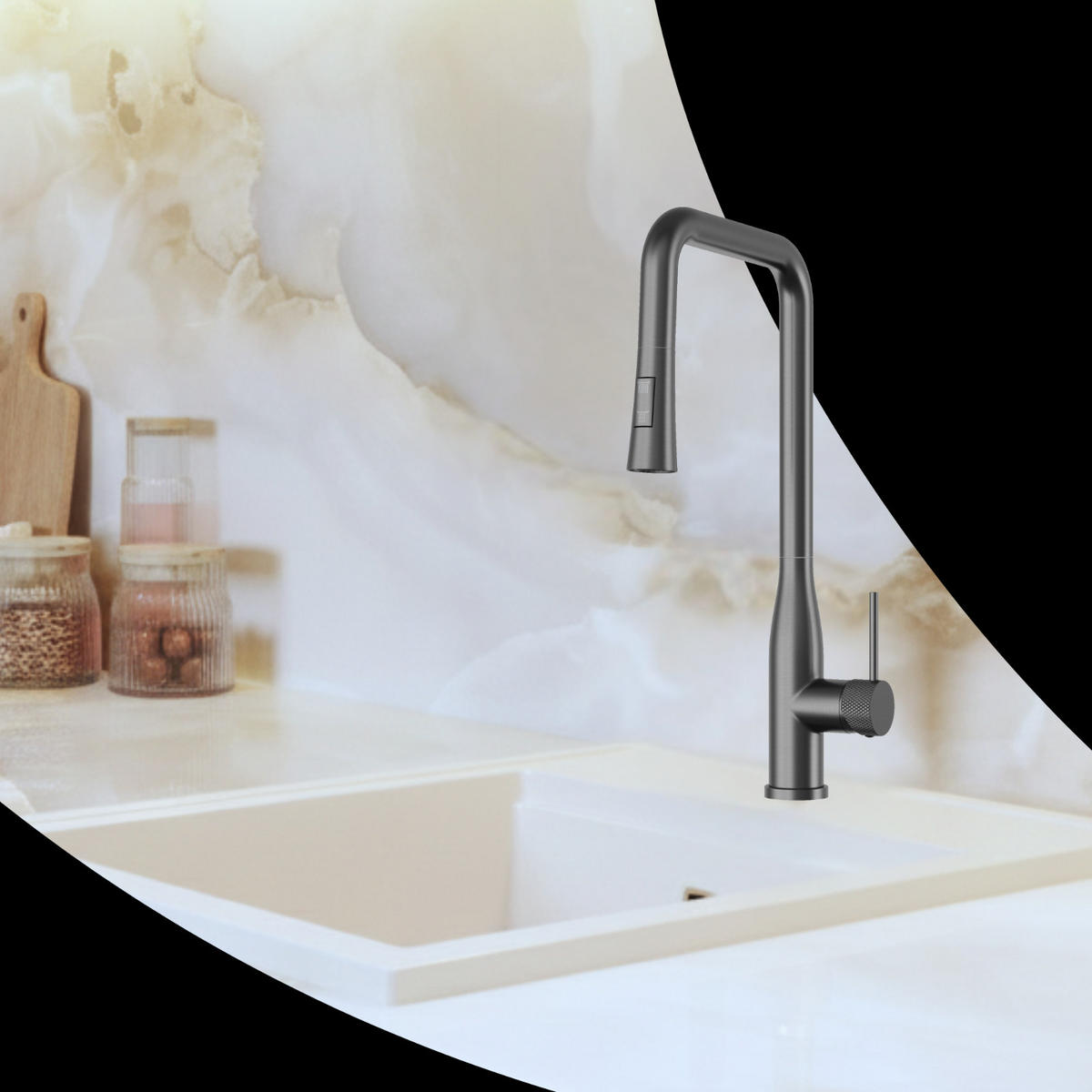 KÜCHENARMATUR Vector Gun Grey - Grau, Metall (27/46/27cm) - Granitan