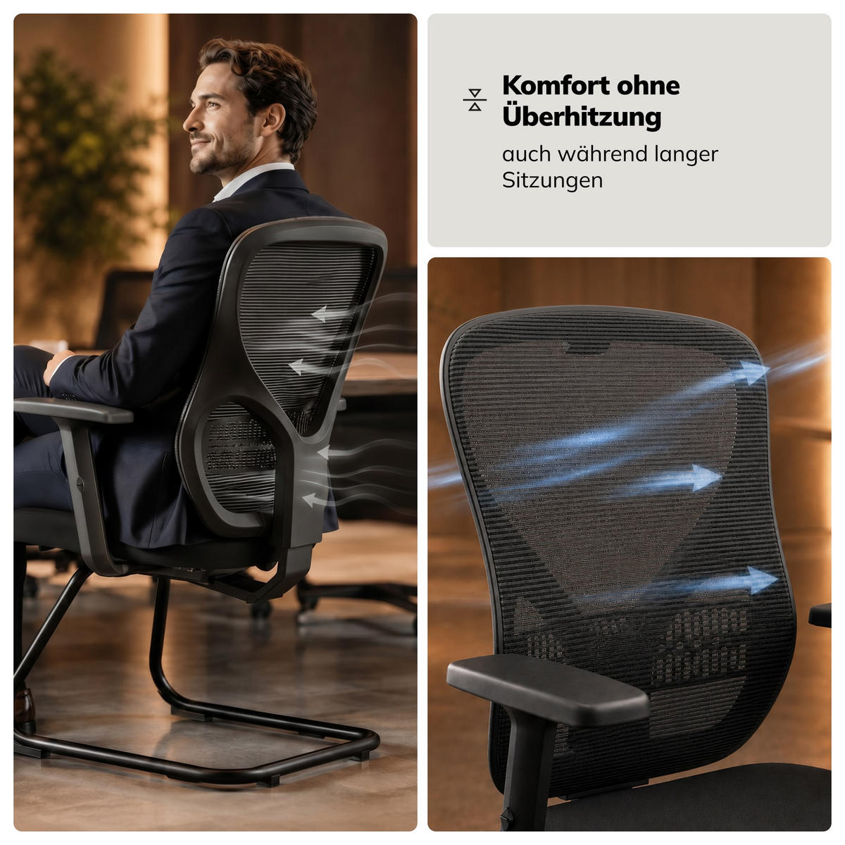 KONFERENZSTUHL auf Kufen ORBIT - Schwarz, Textil (52/101.5/47cm) - Jan Nowak