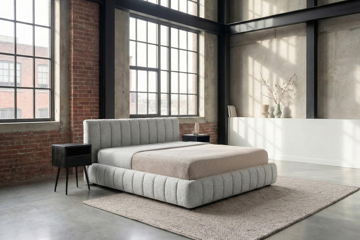 POLSTERBETT ALIOTTA Grau Bouclé - Grau, Textil (160/200cm) - KAWOLA