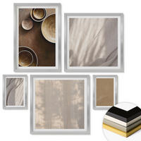 WANDBILDER 5er Set - 50x50 cm & 20x30 cm & 40x60 cm Silberner Rahmen - Strukturen, Texturen, Minimalismus - Silberfarben, Kunststoff (40/60cm) - ArtPrintCave