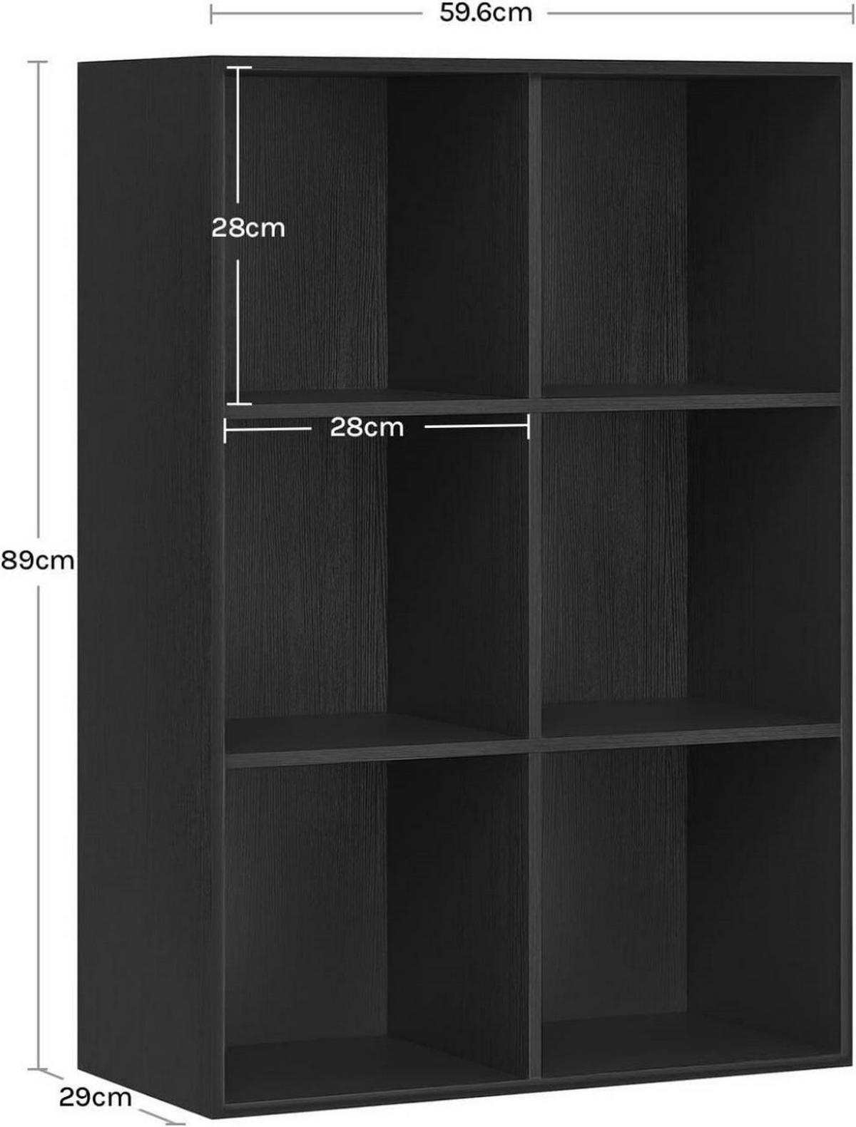BÜCHERREGAL mit 6 Fächer, Holzwerkstoff, Schwarz - Schwarz, Holzwerkstoff (59.5/89/29cm) - Woltu