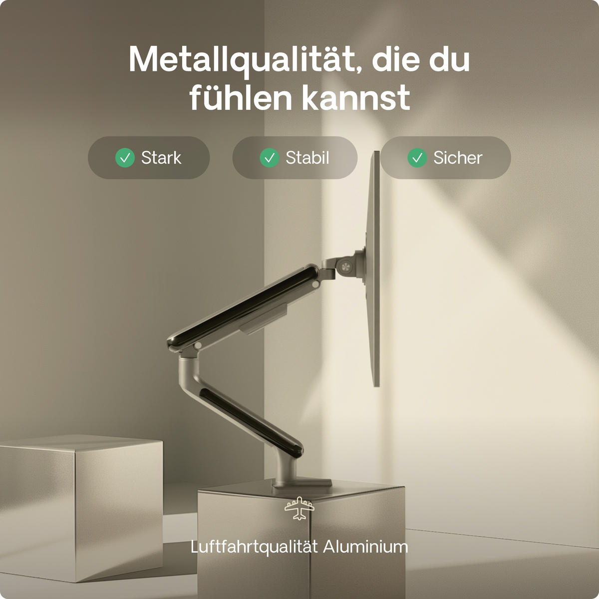 MONITORHALTERUNG, Schwarz, Tischhalterung für 1 Monitor 17"-32", VESA 75x75mm, VESA 100x100mm - Weiß, Kunststoff/Metall (55.9/11.5/60cm) - Desktronic